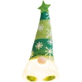 Luminous Christmas gnome in green knitted hat with snowflake pattern and glowing body - Green Star Knit Hat Glowing Rudolph