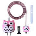 Pink owl silicone protective cover set for 20W charger with cable protector and tie - Owl Pink / Five-Piece Set