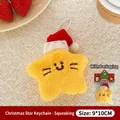 Llavero de estrella de peluche amarillo con gorro de Navidad y sonido para bolsos - Llavero de Estrella de Navidad - Con Sonido