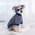 Classic marl blue knitted dog sweater with ribbed trim for small autumn winter pets - XS / Classic Sweater / Navy Blue
