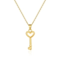 Minimalist 18K gold heart-shaped key pendant necklace on a clean white background - Heart Key Necklace Gold