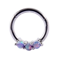 G23 titanium nose ring with three purple opal stones and a hinged clicker closure - 11# Silver - Blue-Purple Opal