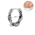Silver punk hoop earring with lava texture, 10mm inner diameter and 3.7mm width - NO 9 - Lava Texture