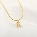 Elegante vergulde letter K hanger ketting met zirkonia steentjes en een slangenketting - Letter K(XN-05-K) / Goud
