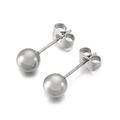 Minimalist gold-plated stainless steel ball stud earrings with polished mirror finish - Steel Color Round Ball Stud Earrings 6mm(KLJ594-Z)