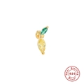Close-up of S925 sterling silver fruit cartilage stud with green and yellow stones - Lemon