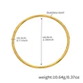 Polished stainless steel ring detail showing 6cm diameter and 0.3cm thickness - TXZ142-Smooth Round / Gold
