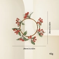 Artificial Christmas wreath with red berries, frosted pine leaves and 28cm diameter size - Berry Green Leaf Wreath Small