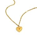 18K gold plated necklace with 3D heart pendant and pink zircon in star setting - July/Ruby Red
