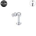 Silver G23 titanium labret stud featuring a three-stone clear zircon cluster design - Three Gems-Silver