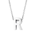 Silver stainless steel letter R pendant necklace with polished O-chain for women - Letter R Style (KN233982-Z)