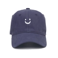Kids navy blue baseball cap with white embroidered smiley face in soft cotton - Kids 52-54cm / Navy Blue