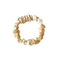 Elegant champagne satin silk scrunchie with smooth pleated texture for hair - Small / Off White