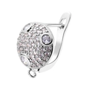 Detalle de pendiente de aro redondo plateado con pavé y grandes circonitas brillantes - Plata Pavé Bola (Estilo 30)