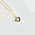 Minimalist gold and black enamel heart pendant on a gold cross chain for women - Two-tone Heart