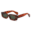 Retro rectangle sunglasses in leopard tortoiseshell frame with dark green lenses - Tortoise Frame Green Lens