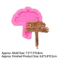 Pink silicone mold with Happy Birthday wooden sign shape and chocolate finished product - Sign Post Style / Biscuit Pink