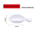 White oval plastic ink dish for calligraphy with handle, size 6.5cm by 4.2cm - White Ink Dish (Oval Shape)