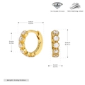 Tabella taglie dettagliata per orecchini huggie in argento 925 con zirconi di grado 5A - Oro (6.5mm)