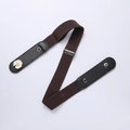 Dark brown elastic no-buckle belt with black faux leather ends and white daisy detail - Coffee [Daisy Style]