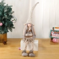 Gnomo di Natale fatto a mano con gambe lunghe e cappello a quadri per decorazioni casa - Gnomo Femmina (Trecce)