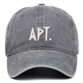 Berretto da baseball grigio scuro lavato con ricamo APT. bianco e stile vintage - Grigio