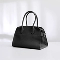 Large black lychee pattern leather tote bag with sturdy dual handles for commuting - Small (26x12x20cm) / Black (Togo Leather)