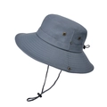 Chapeau de soleil bleu-gris foncé avec large bord, mentonnière réglable et aérations - Gris clair