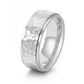 Titanium steel ring featuring handcrafted hammered texture and polished silver finish - US 10 / Silver