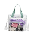 Durchsichtige PVC-Tasche mit grünen Griffen und weißem Gurt für viel Stauraum - Grün