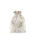 Floral cotton drawstring pouch in cream with elegant botanical prints and rope closure - 10*14cm / Branch Flowers