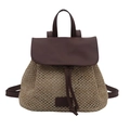 Zaino da donna in paglia e pelle marrone, perfetto per viaggi con design intrecciato - Marrone