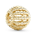 Golden spherical bead with textured bead rows for luxury charm bracelet jewelry - 012-Textured Bead