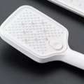 White square high pressure handheld shower head with massage nozzles and stop button - White Large Panel Pressurized Shower Head (Carrier Style B)