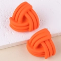 Matte orange braided triangular geometric stud earrings for women in a stylish finish - Orange