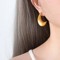 Pendientes de luna en oro de 18K pulido para un look de moda moderno y minimalista - Pendientes Dorados (F845)