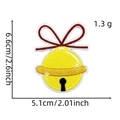 Detail of embroidered Christmas bell patch with dimensions 6.6cm by 5.1cm - Christmas Patch 5# (Yellow Bell)