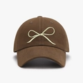 Berretto da baseball marrone scuro con ricamo a fiocco verde chiaro e visiera curva - Marrone