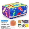 Scatola di fazzoletti peluche dinosauro per neonati con sciarpe colorate e carta sensoriale - Dinosauri (10 Sciarpe + 3 Carte Scricchiolanti)