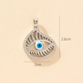 Silver evil eye pendant with white zircons and blue eye inlay, 2.6cm x 2cm size - Silver Classic Evil Eye Inlaid Transparent Gems Pendant (19-1)