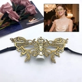 Elegant gold lace butterfly mask with intricate cutout patterns for masquerade parties - Small Butterfly