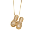 Peanut-shaped pendant necklace with gold plating and white zircons on a box chain - Shape: Peanut / Gold