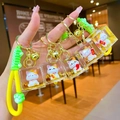 Lucky cat acrylic keychain with liquid glitter gold flakes and silicone hand strap - Mixed Style (Paw Rope)