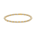 Close-up of a two-tone gold and silver beaded elastic bracelet on a white background - Mixed Two-tone (YB-973MIX) / 4mm