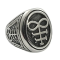 Vintage zilveren gothic schedelring met Leviathan kruis reliëf van hoogwaardig roestvrij staal - US 10 / Zilver