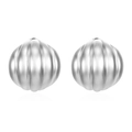 Pendientes de bola plateados vintage franceses con textura de rayas geométricas - Pendientes de bola con rayas verticales (MS-583) / Color Acero