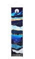 Vertical lunar eclipse wall tapestry with deer and tassels in bohemian blue and gold - Hill 2