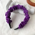 Fashionable purple velvet ruched headband with soft pleated fabric texture for women - Purple