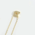 Letter D pendant necklace in gold finish with micro-pave crystals on a thin O-chain - Letter D