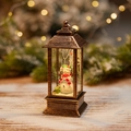 Farol vintage cepillado en oro (Muñeco de nieve) / Estilo sin agua